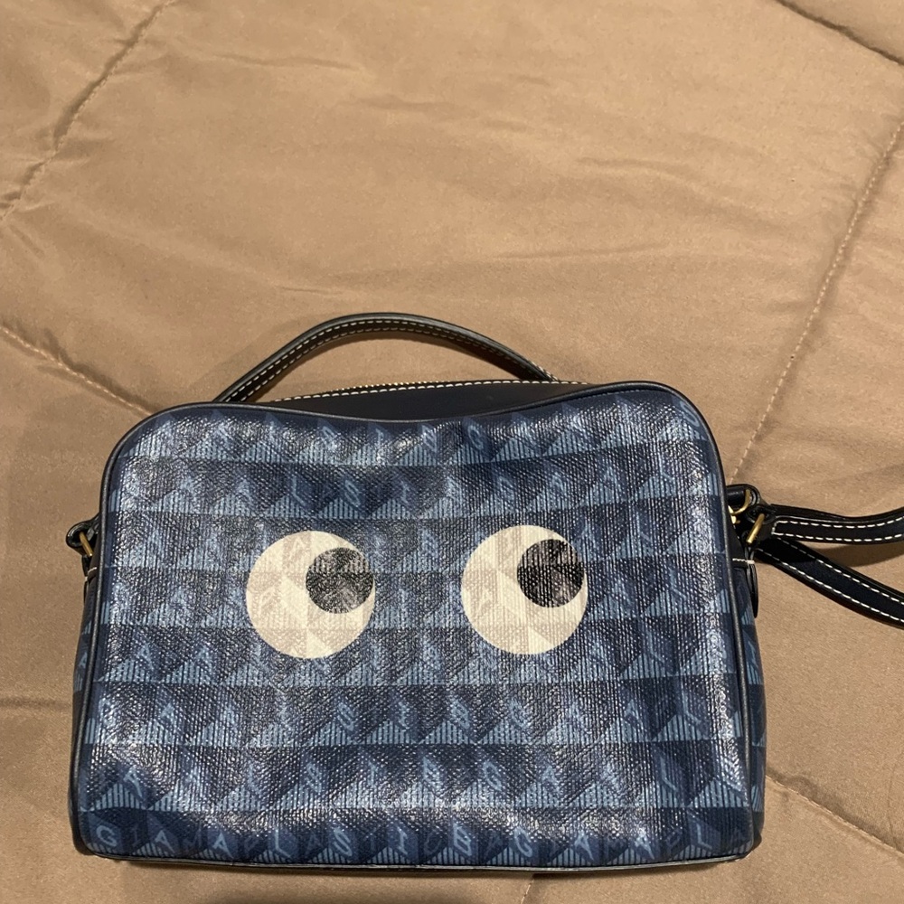 Blue Patterned Handbag with Eye Design